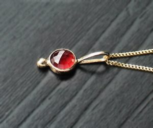 Garnet 14K Gold Pendant Necklace