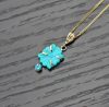 Carved Turquoise & Apatite 14k Pendant Necklace