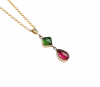 Pink & Green Tourmaline 14k Gold Necklace