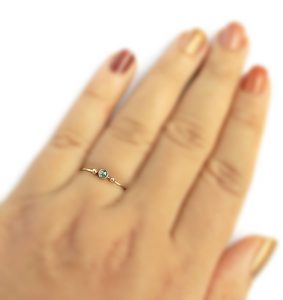 14K Rose Cut Salt Pepper Diamond Ring