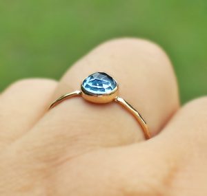 Swiss Blue Topaz 14 K Gold Ring
