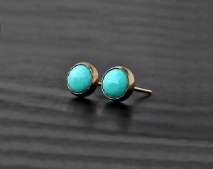 Turquoise 14K Solid Gold Earrings