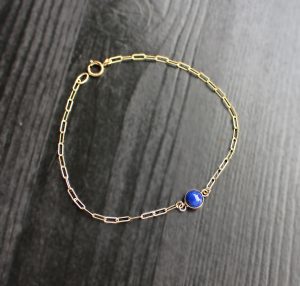 Lapis Lazuli 14K Gold Filled Bezel Bracelet