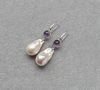 Amethyst & Baroque Pearls Silver Earrings
