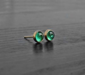 Emerald 14K Solid Gold 6 mm Earrings
