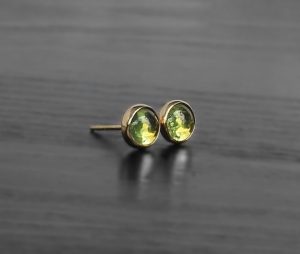 Peridot 14K Solid Gold 6 mm Earrings