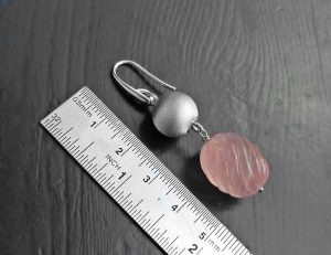 Carved Rose Quartz 925 Silver Balls Earrings