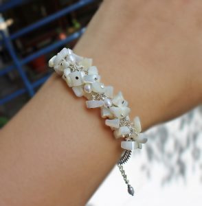 Mother of Pearl 925 Bead Cluster Bracelet