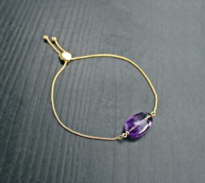 Amethyst 14k Solid Gold Bracelet