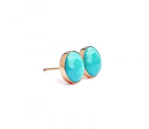 Large Turquoise 14k Solid Gold Earrings