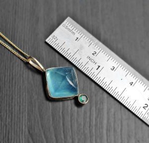 Aquamarine Emerald 14k Gold Necklace