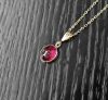 Pink Oval Tourmaline 14K Solid Gold Necklace