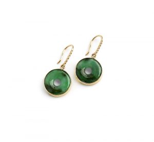 Jade & Diamond 14K Solid Gold Earrings